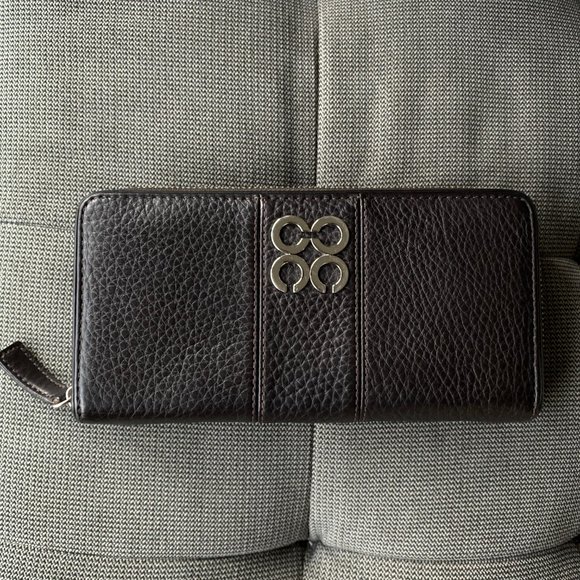Coach Pebbled Leather Zip Wallet Dark brown - Picture 2 of 5
